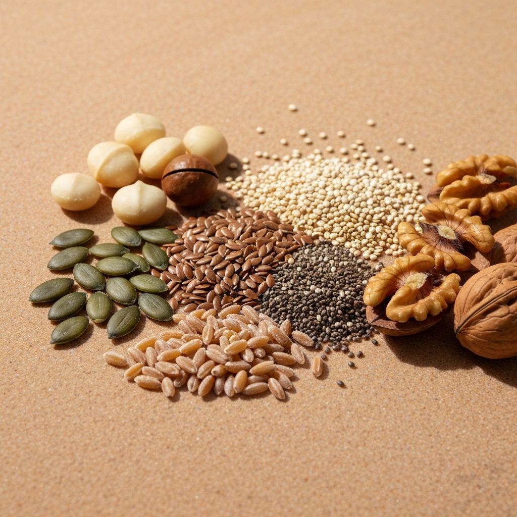Various natural nutrients including seeds, grains and minerals